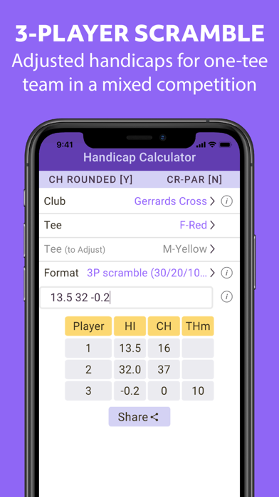 WHS Handicap Calculator Screenshot