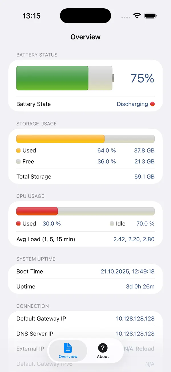 Screenshot #1 pour System Status: hw monitor