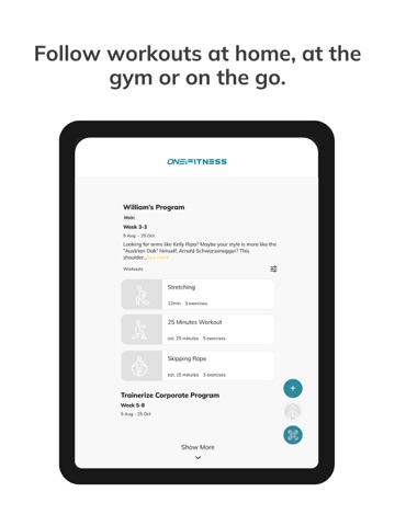 One F1tness iPad screenshot