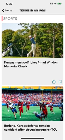 University Daily Kansan iPhone screenshot
