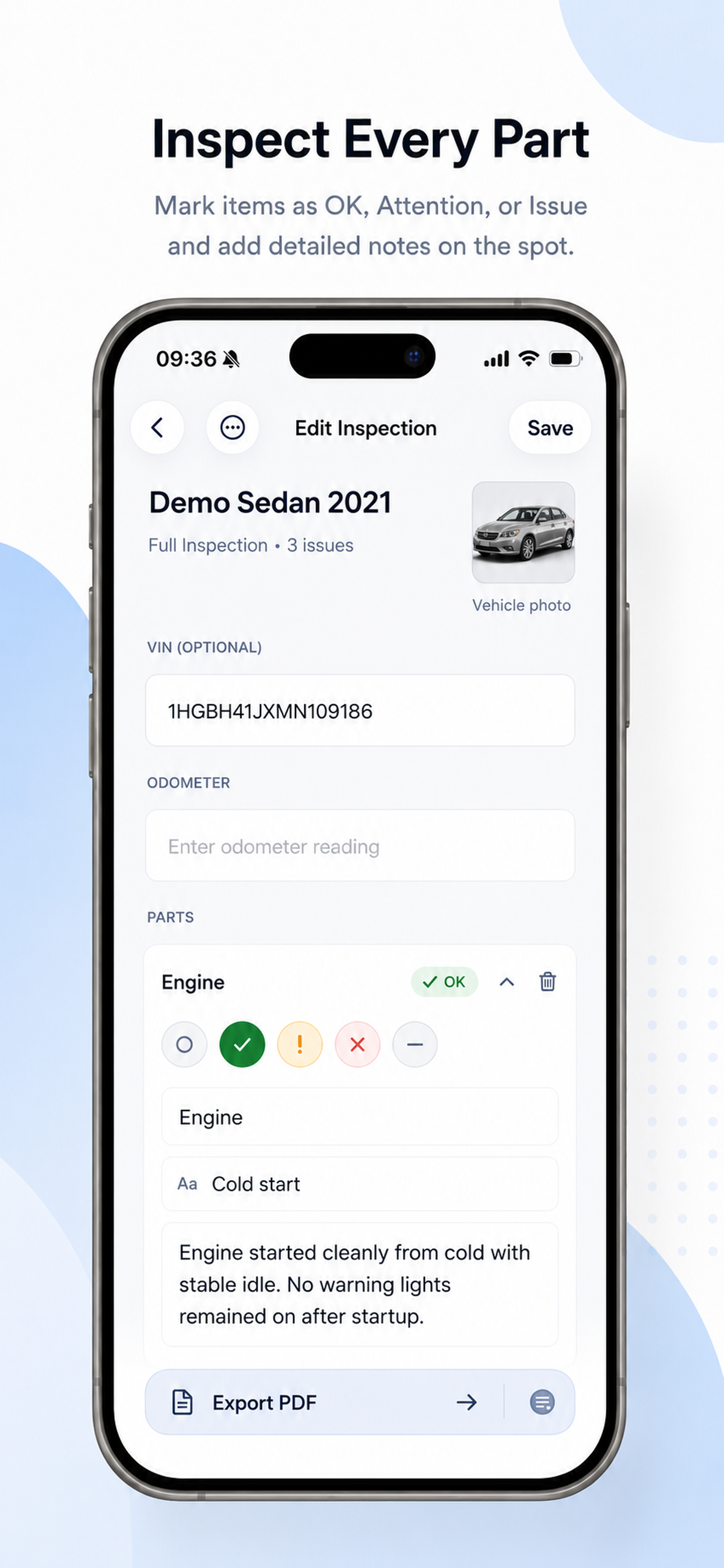 Inspectly Car: Inspection PDF