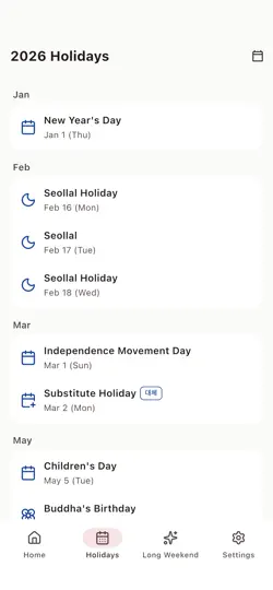 Captura de pantalla de KR Holiday Countdown en iPhone 2