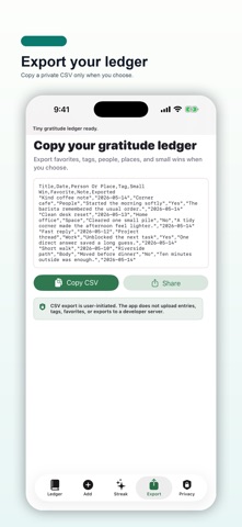 Tiny Gratitude Ledger のスクリーンショット