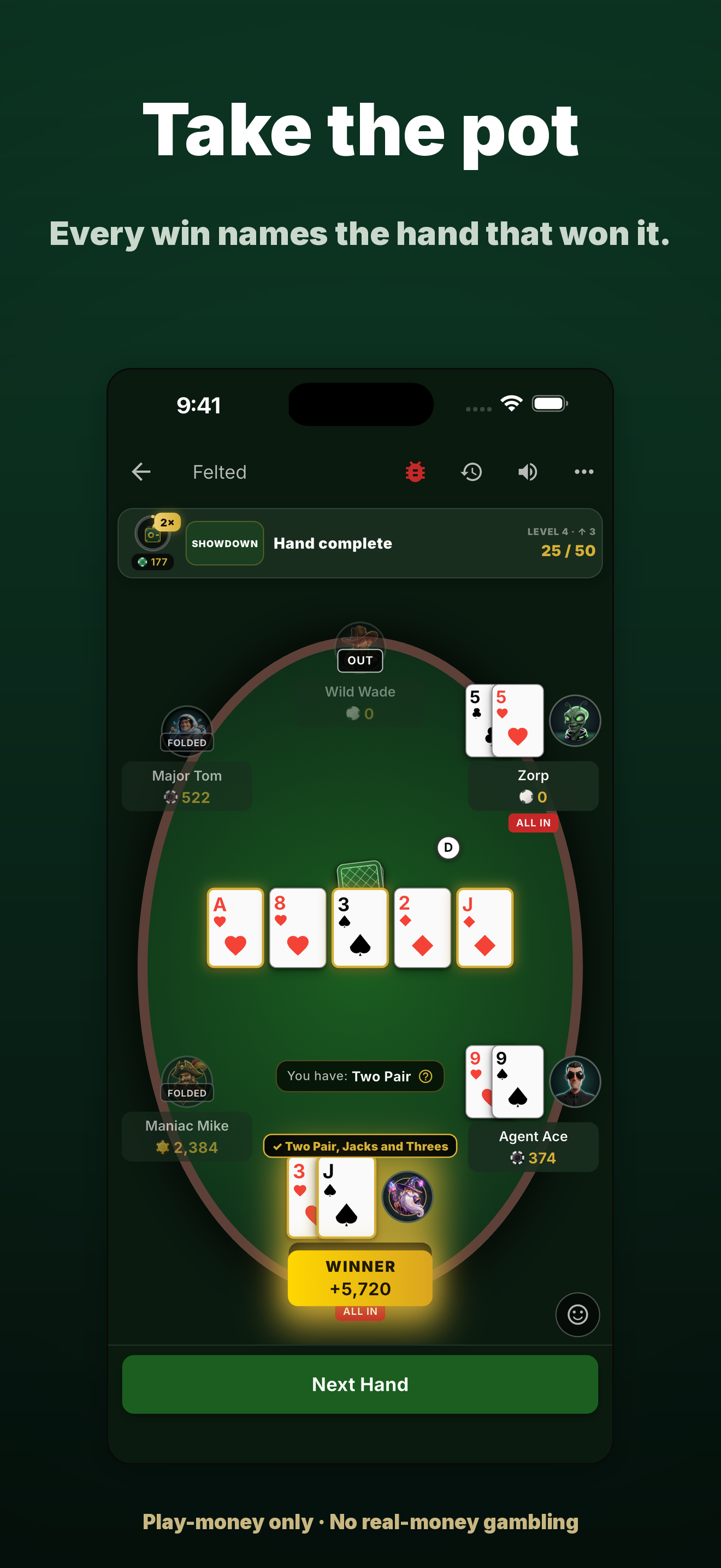 Felted: Texas Holdem Poker screenshot 2
