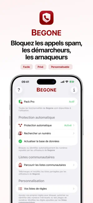 Begone: Blocage spam appel iPhone screenshot 1
