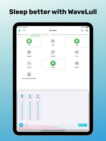 Deep Sleep Sounds - WaveLull iPad screenshot