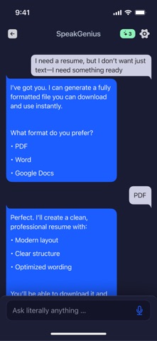 AI Chat Assistant • ChatAI Bot iPhone screenshot 4 — productivity app by Inhabitr - development of professional protection