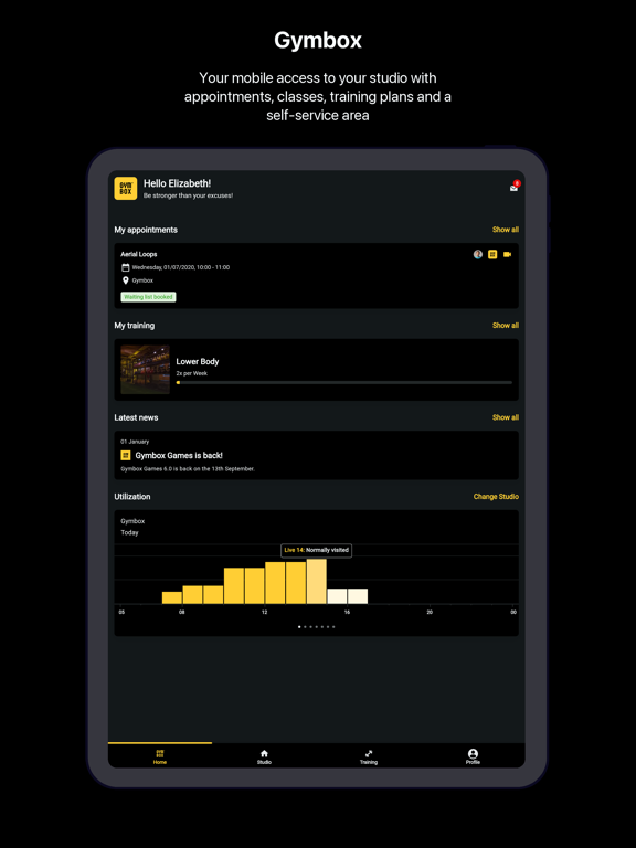 Gymbox - Connect with the gym iPad screenshot 1 - Health & Fitness app