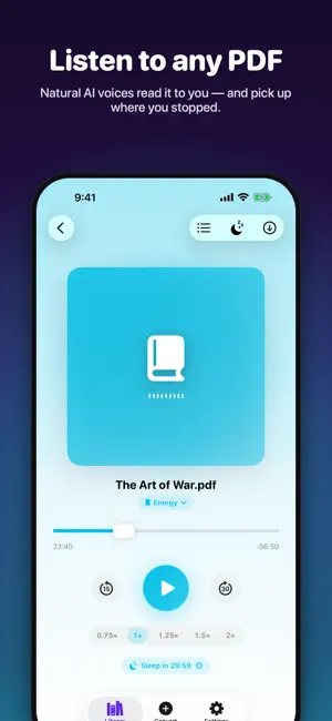 PDF2Audio: Read PDFs Aloud screenshot 1