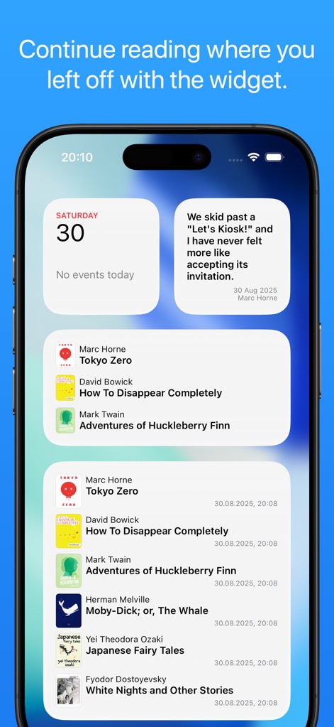 Yomu EBook Reader - Leverage the app's seamless integration with home screen widgets, providing quick access to recently read books and highlighted quotes.