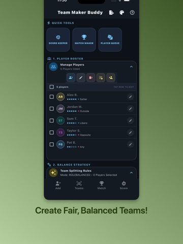 Captain's Team Maker iPad screenshot