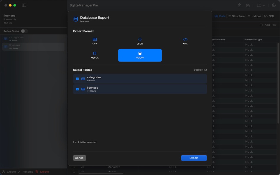 #4. SqliteManagerPro (macOS) 게시자: Klaus Mack