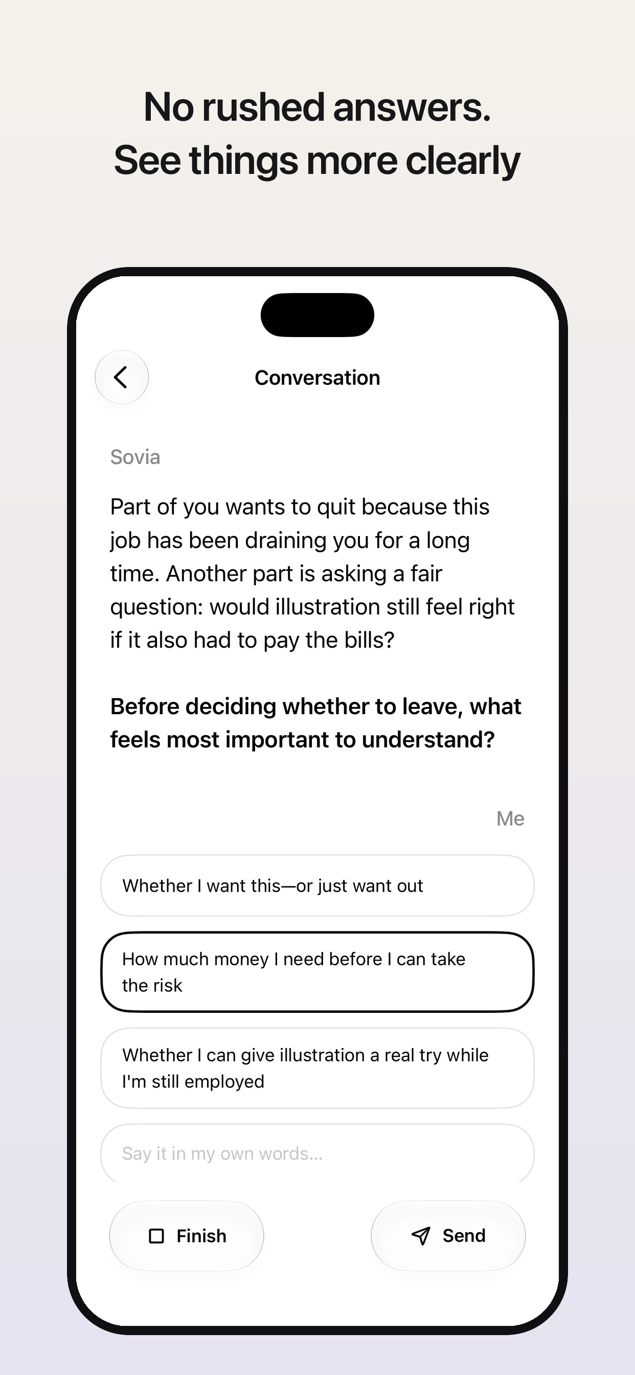 Screenshot 2 of Sovia: AI Clarity Coach