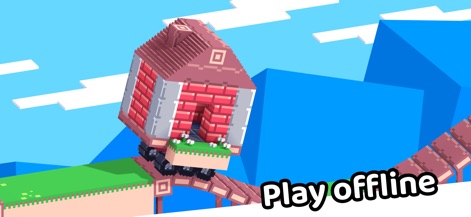 Drive Mad - Players can enjoy continuous gameplay even without an internet connection, exemplified by a house on wheels traversing a bridge structure.