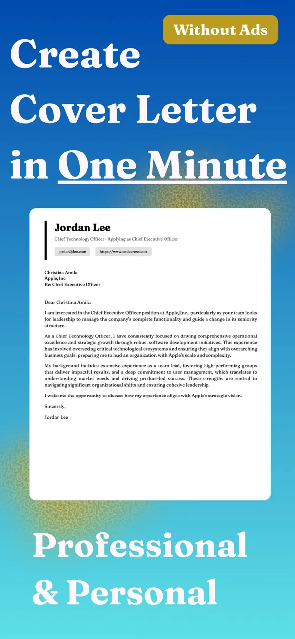 Screenshot #1 pour AI Cover Letter Builder