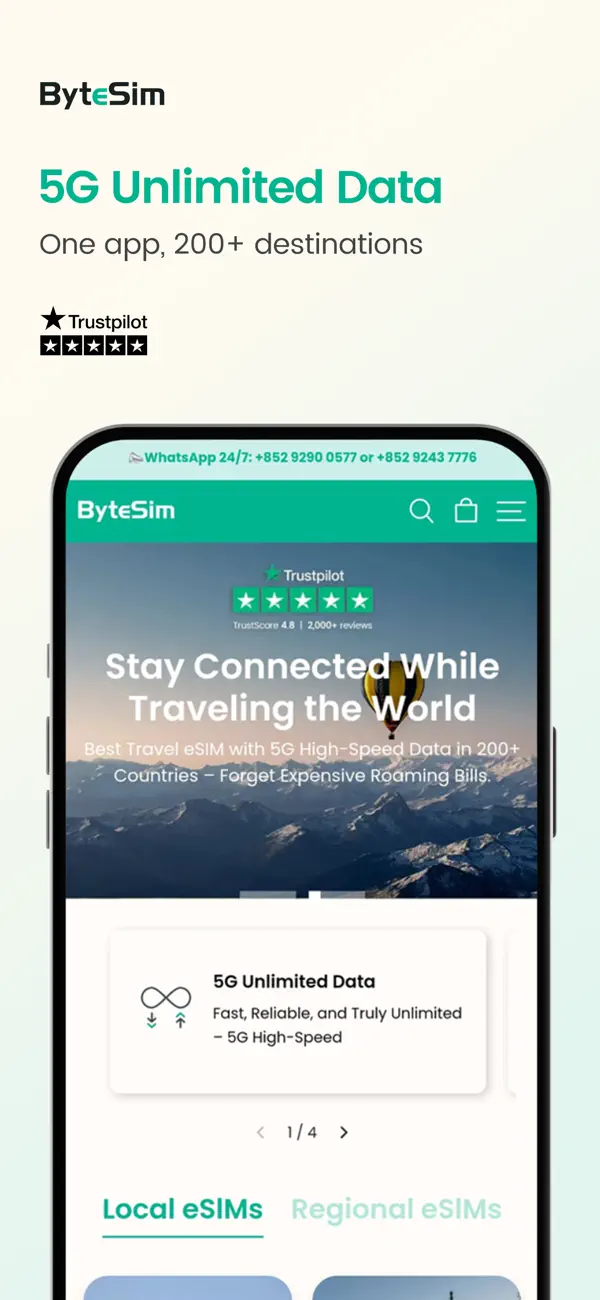 Screenshot #1 pour ByteSIM - eSIM de voyage