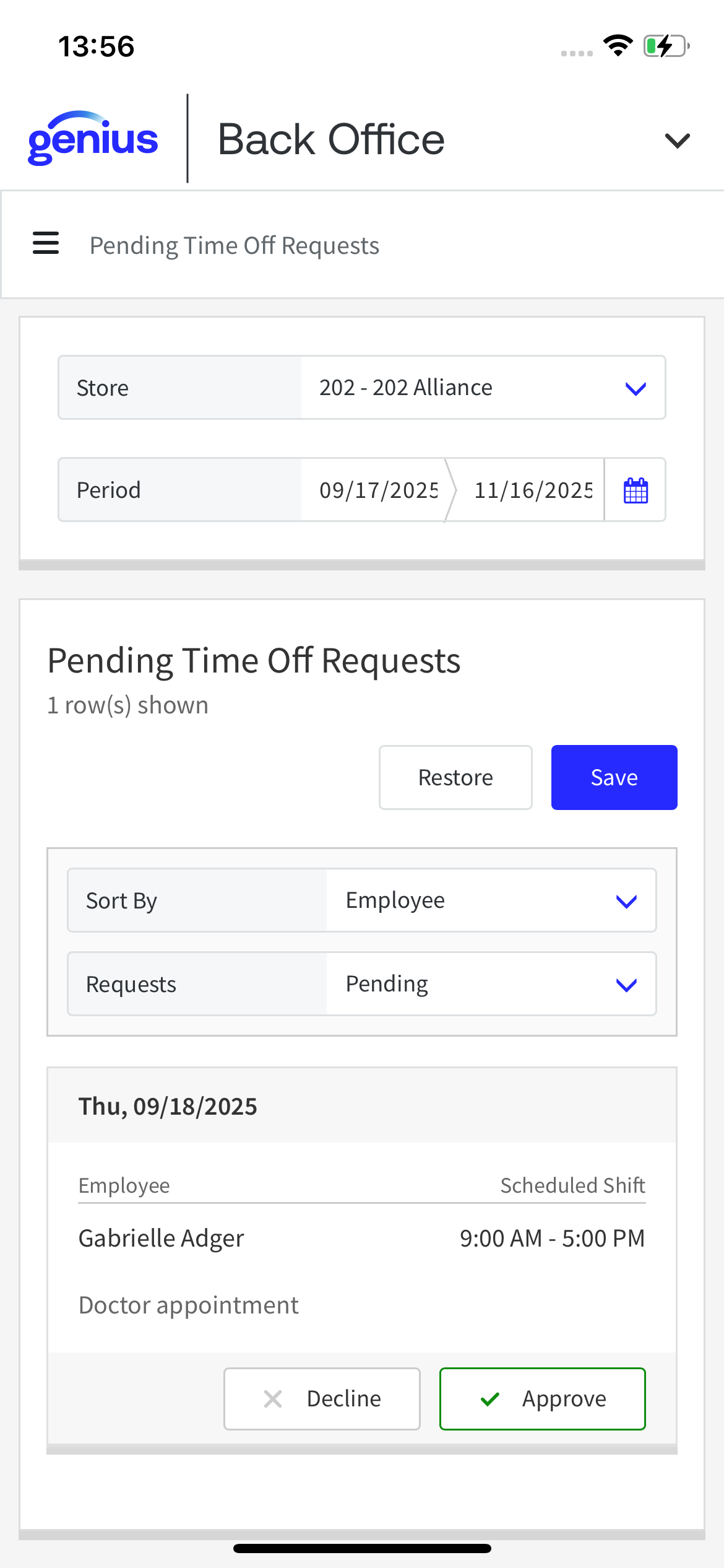 Genius Back Office Mobile