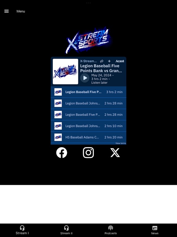 X-Stream Sports iPad screenshot 2 - Music app