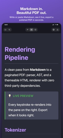 Markdown to PDF: Pro Editor screenshot