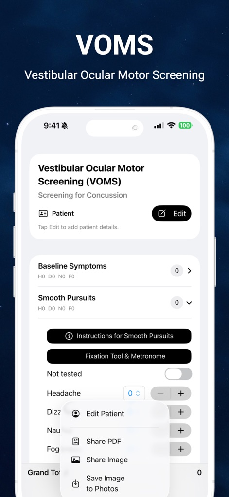 VOMS: Vestibular Ocular Motor - Medical App | MWM