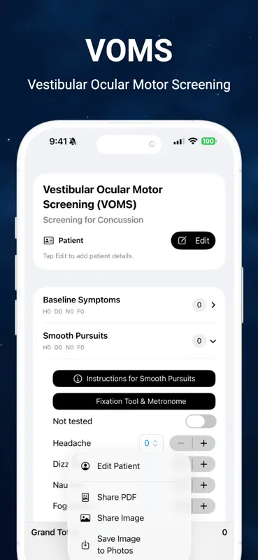 VOMS: Vestibular Ocular Motor screenshot 1 of 3