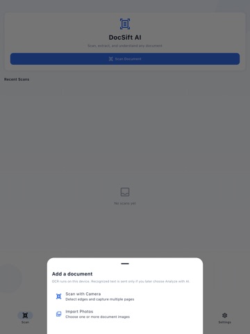 DocSift AI - PDF Scanner iPad screenshot
