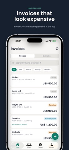 Simple Invoice Studio Pro iPhone screenshot