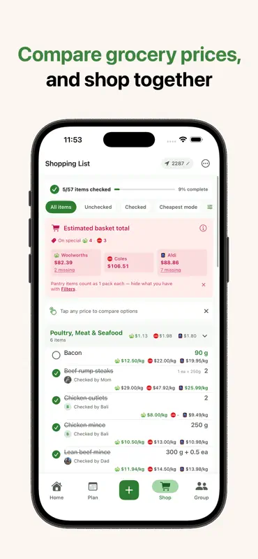 RecipeRun: Meal & Grocery List screenshot 1 of 6