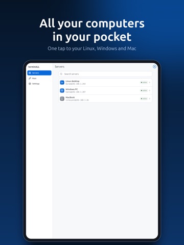 terminALL: SSH Remote Desktop iPad screenshot 1