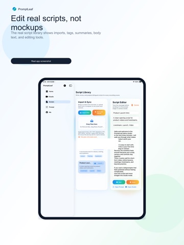 PromptLeaf iPad screenshot