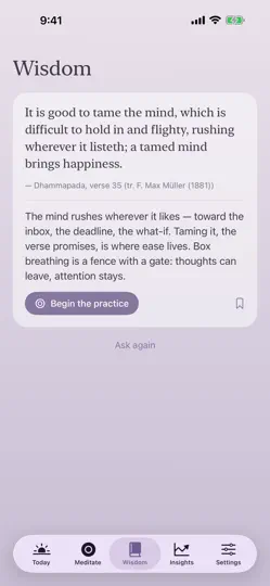 Capture d'écran de Sati — Everyday Mindfulness sur iPhone 6