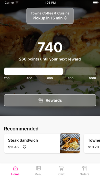 Towne Coffee & Cuisine iPhone screenshot 1 - Food & Drink app
