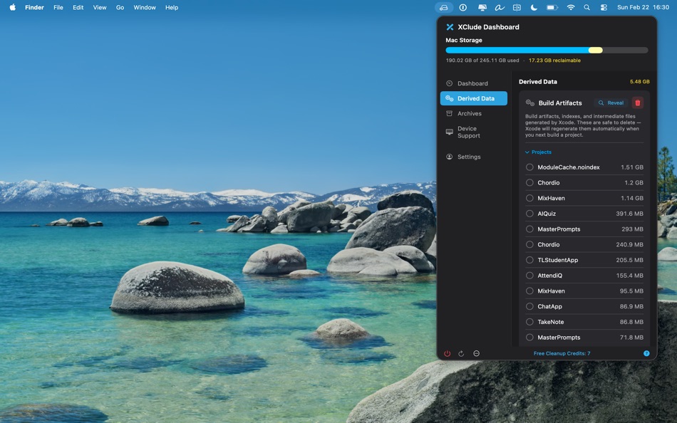 #2. XClude: Developer Disk Cleaner (macOS) Podle: One In A Billion Ltd