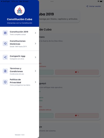 Constitución República de Cuba iPad screenshot