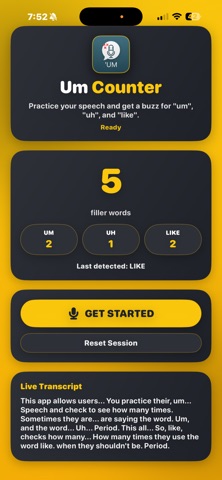 Um Uh Counter iPhone screenshot