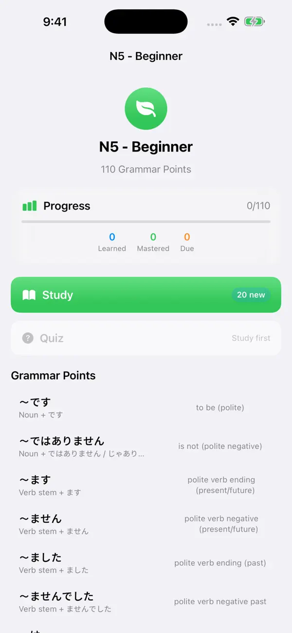 Screenshot #2 pour JLPT Studio Grammar