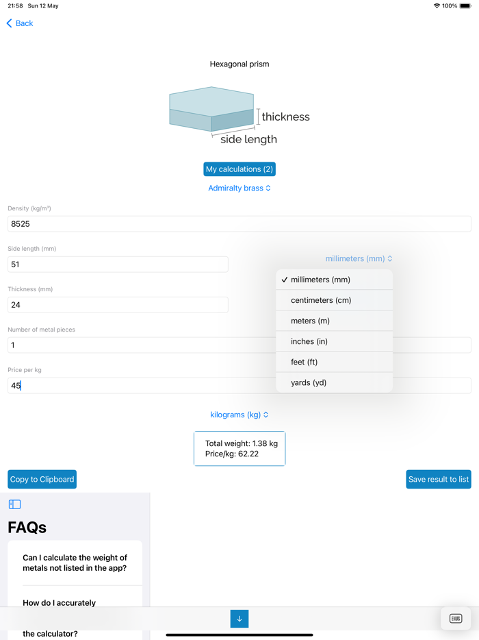 Multi-Metal Weight Estimator