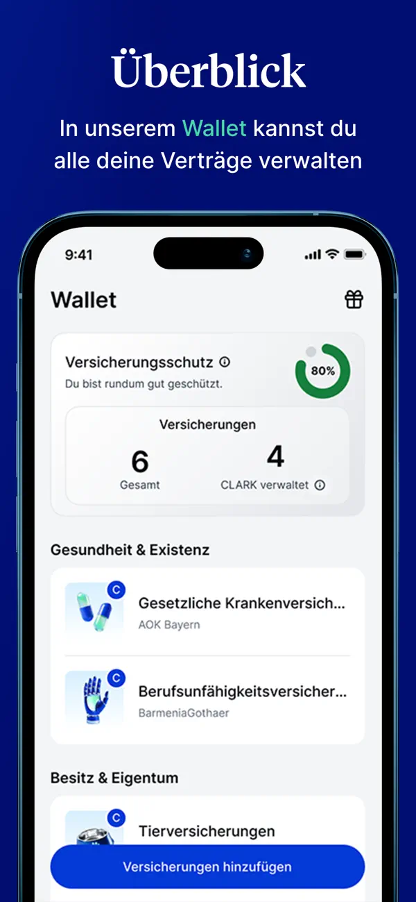 Clark – Versicherungen managen iPhone App Screenshot 4 – Finanzen