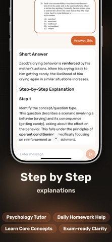 Psychology Homework Helper AI. iPhone screenshot