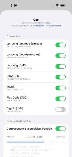 Capture d'écran de Geo : Convertir Coordonnées sur iPhone 5