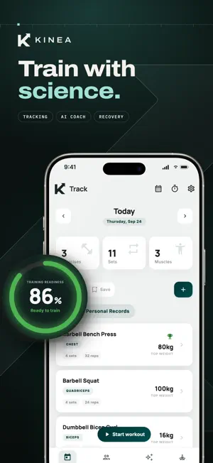 Kinea: AI Gym Coach & Tracker screenshot 1