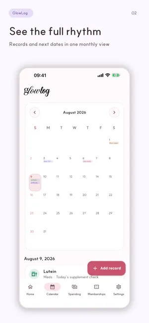 GlowLog screenshot 2
