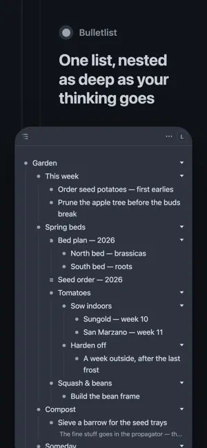 Bulletlist: Outliner screenshot 1