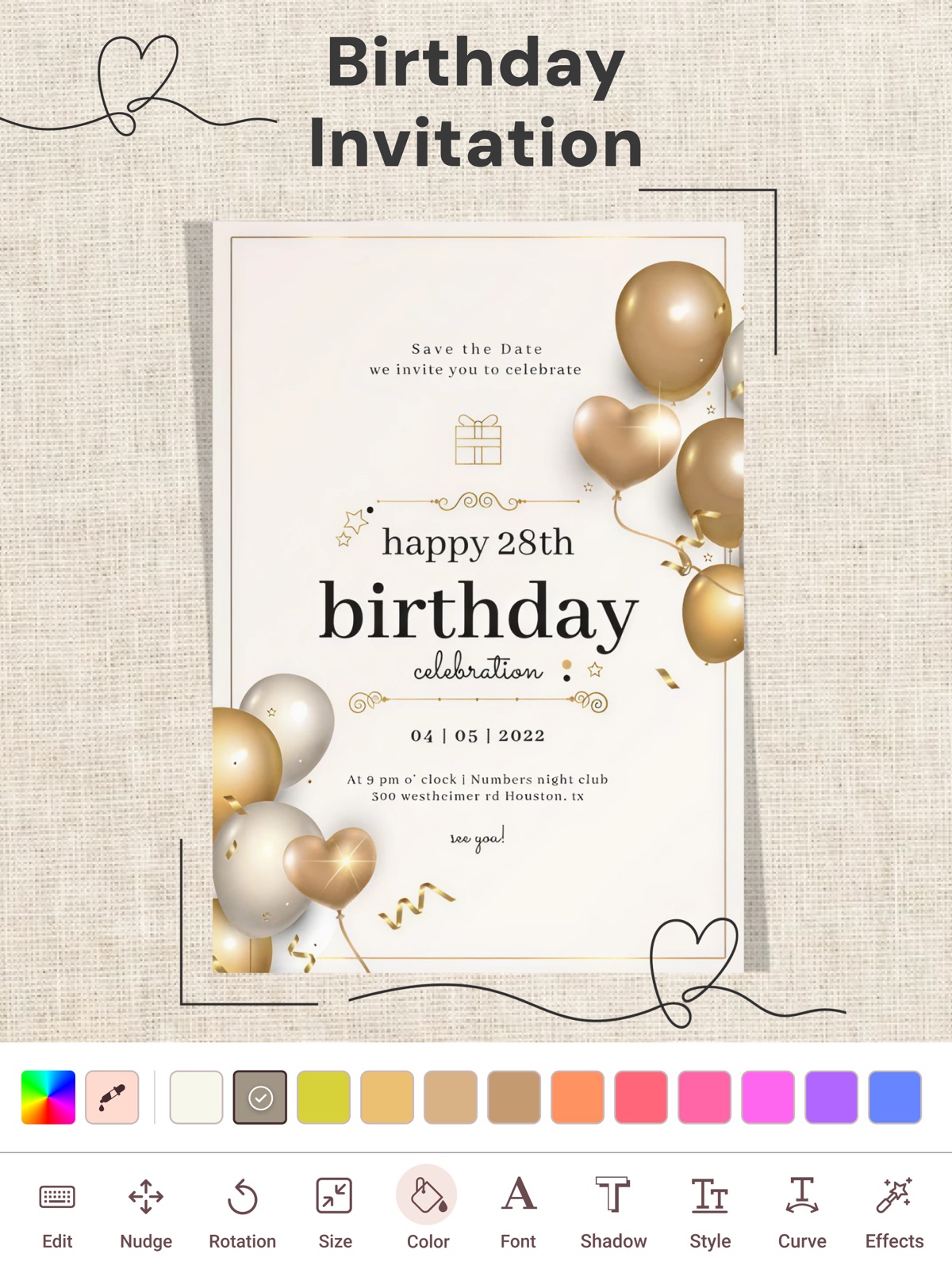 Invitation Maker, Cards & RSVP ipad screenshot 1