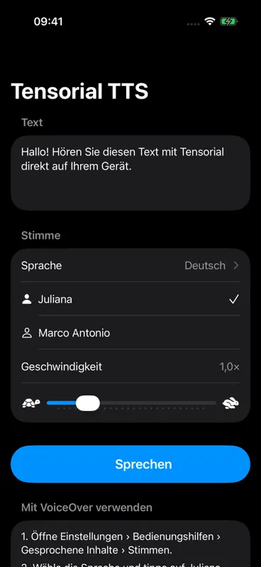 Tensorial TTS screenshot 1 of 2