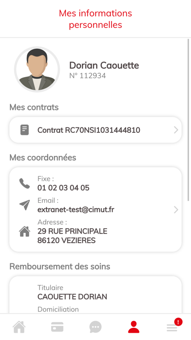 Espace adhérent MBA Mutuelle Screenshot
