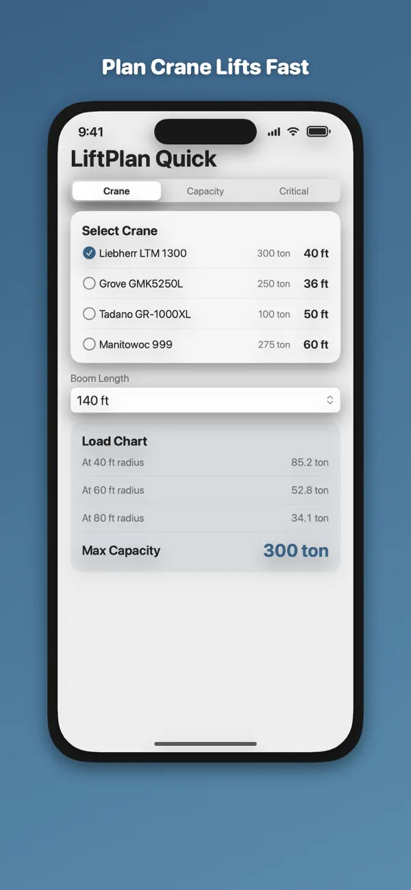 Screenshot #1 pour Crane Lift Planner