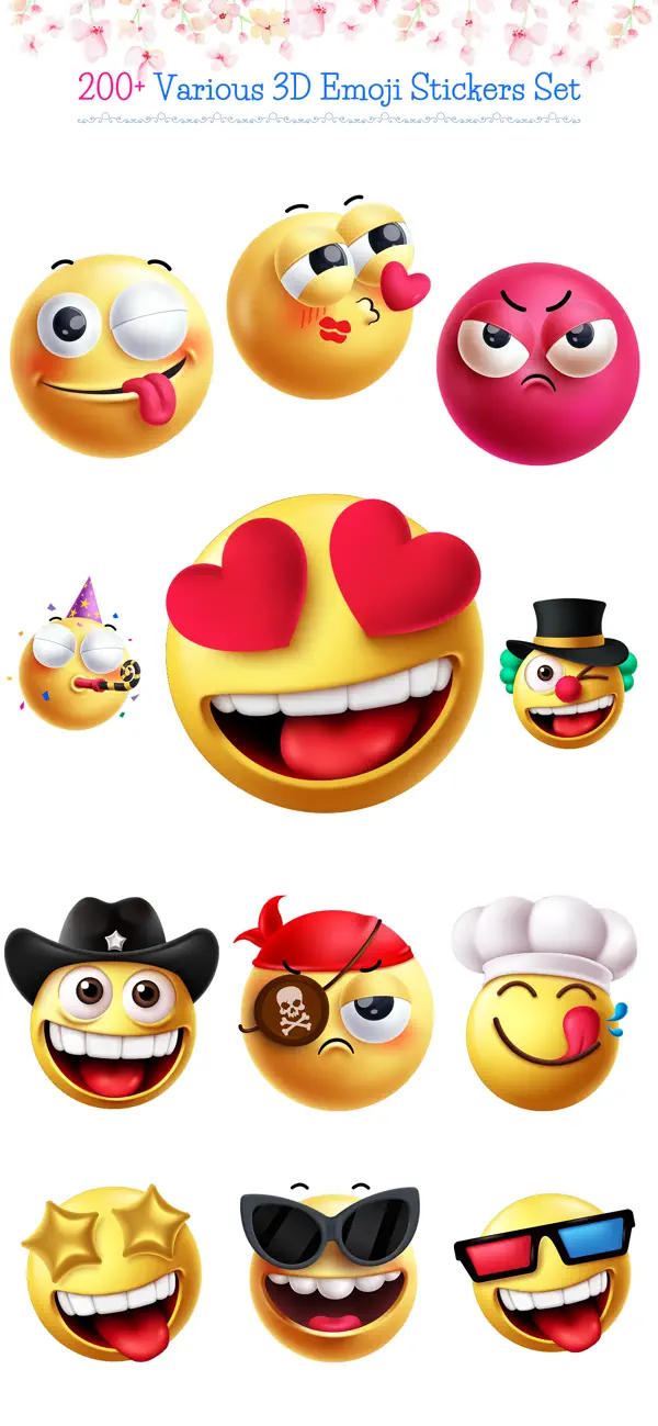Screenshot #1 pour 200+ 3D Emoji Stickers Set