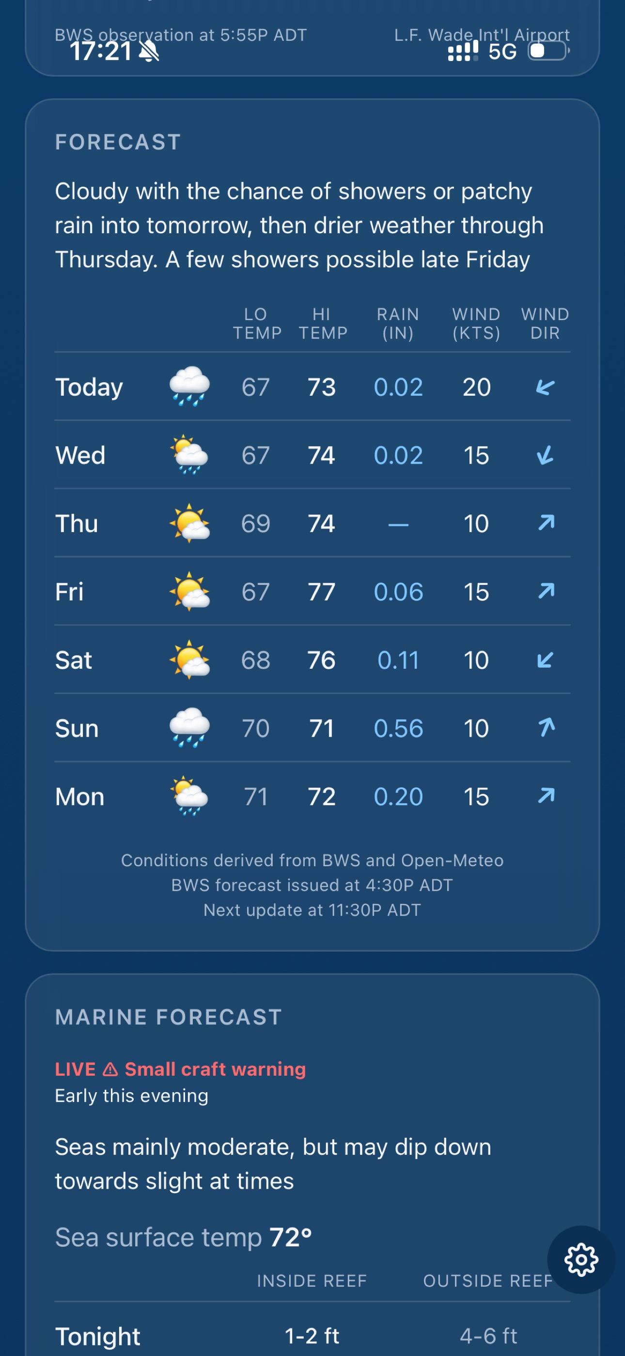 Screenshot 4 of squalls — Bermuda weather
