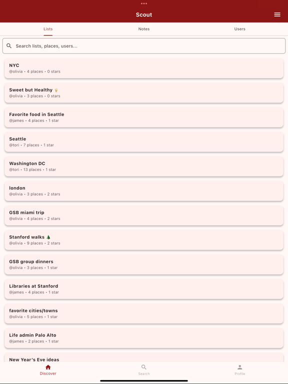 Scout: People, Places, Plans iPad screenshot 2 - Social Networking app